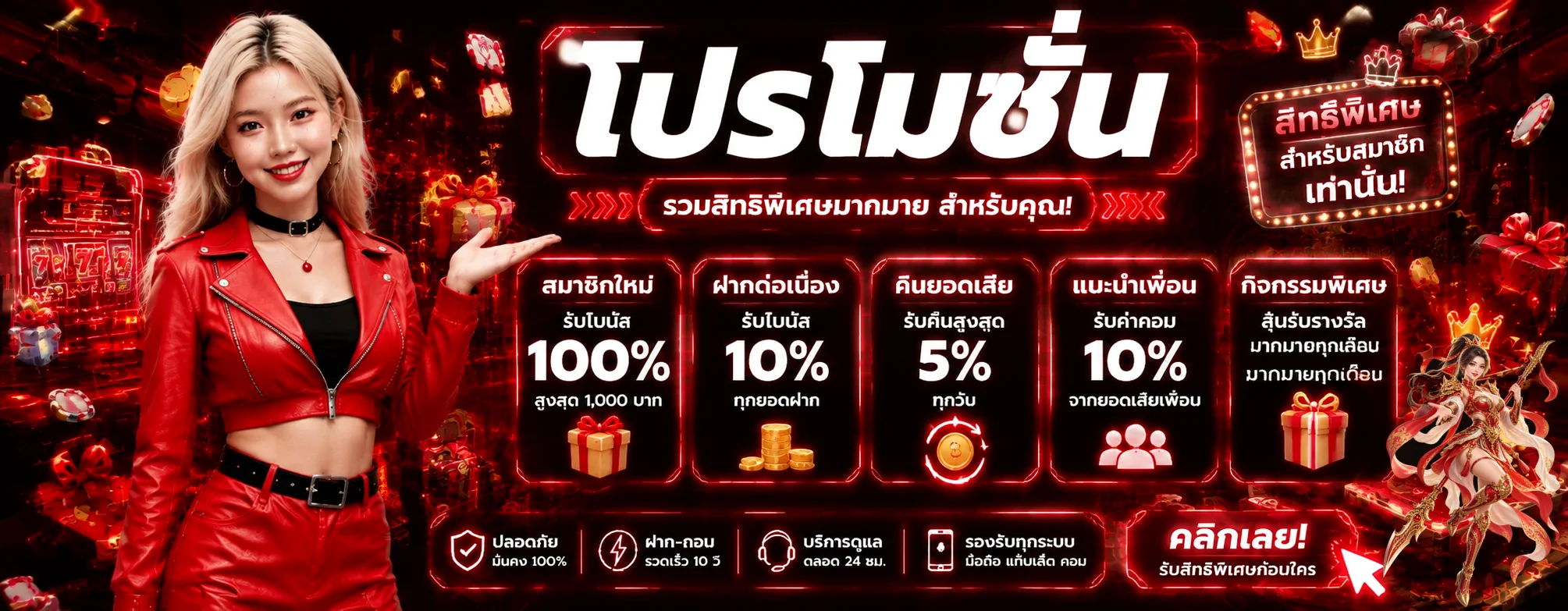 แบนเนอร์โปรโมชั่นคาสิโนและโบนัส ABCPLUS191